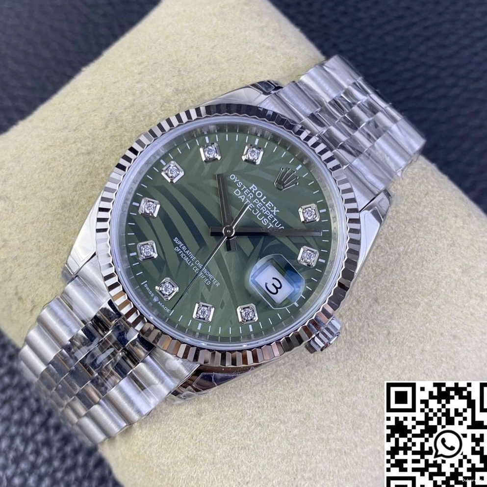 Clean Diamond Factory Datejust Steel Green 36MM Stainless Dial Rolex M126234 Motif Hourmarker 0524